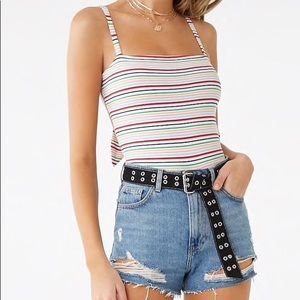 Open-back Striped Bodysuit